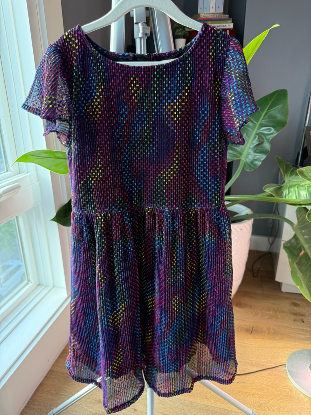 Appaman Girls Purple Multicolor Sparkle Pleated Party Dress